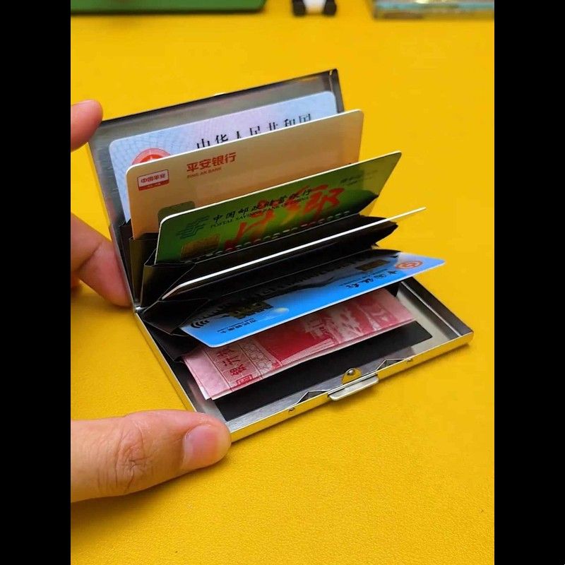 防盗刷防消磁金属卡包不锈钢卡盒收纳盒银行卡身份证件卡套卡片夹