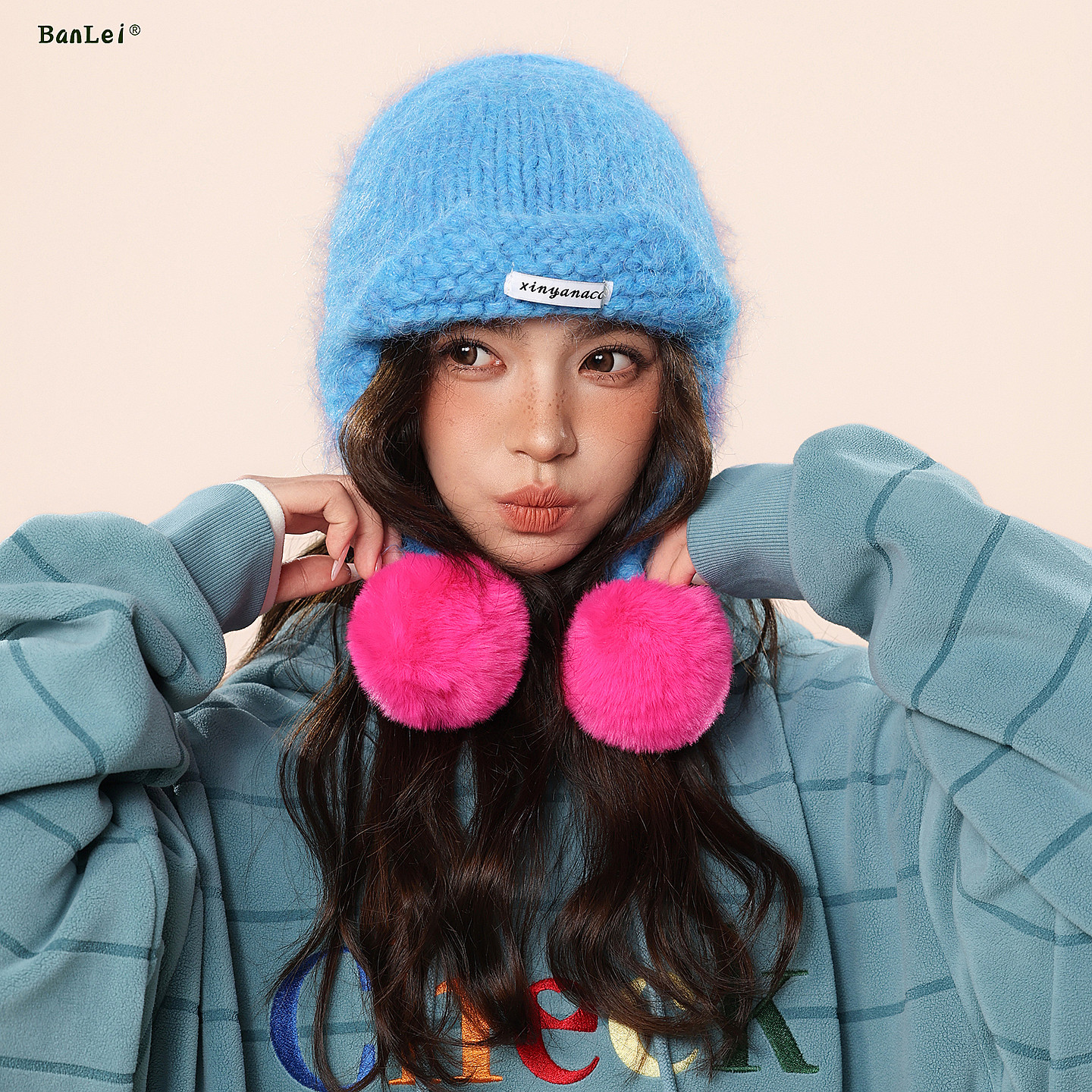 日系复古小众可爱多巴胺针织飞行帽子女冬季护耳保暖雷锋帽毛线帽