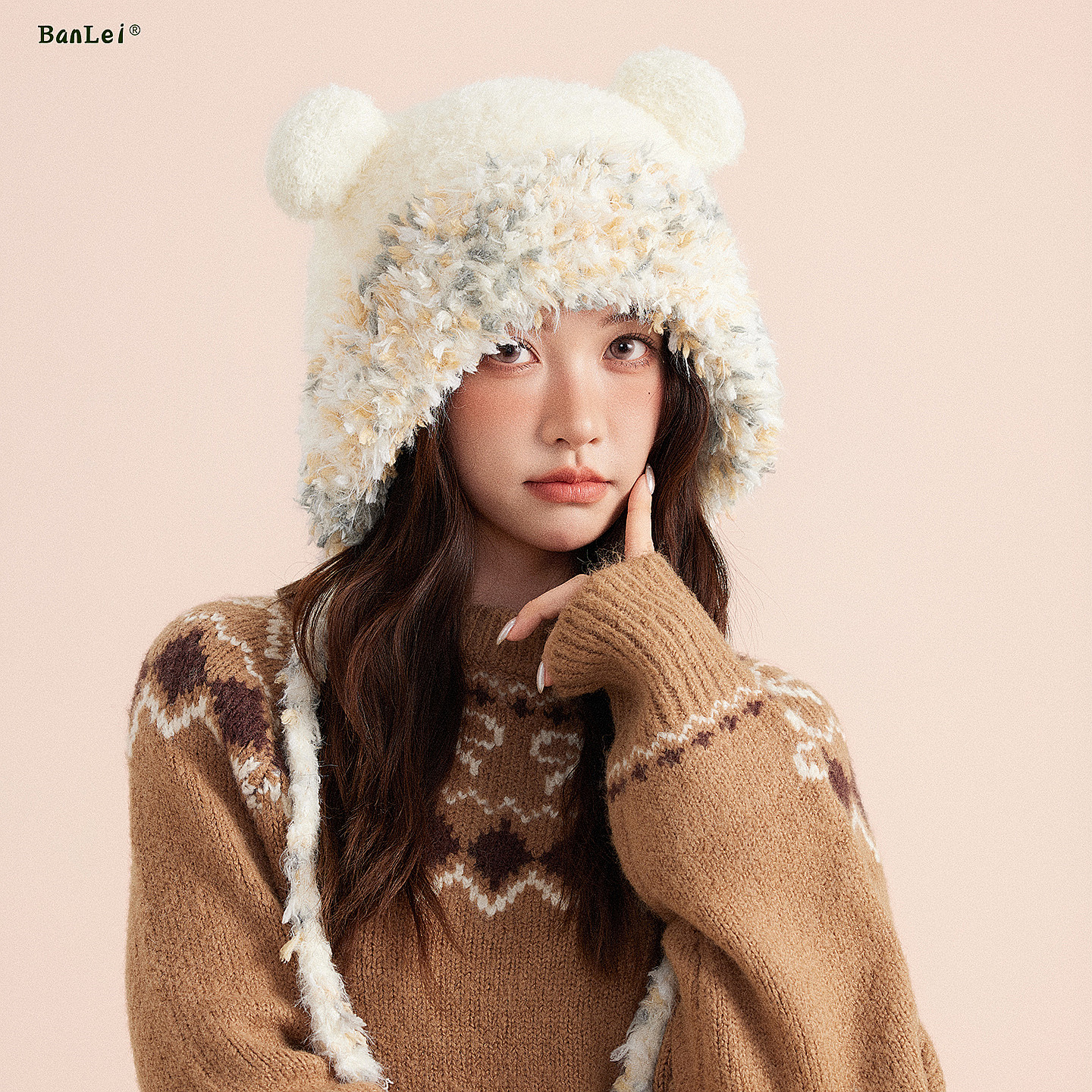 半蕾新款女生可爱毛绒帽子女