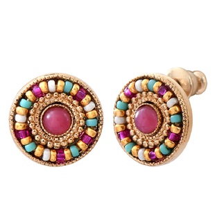 SATELLITE CLAUDIA系列彩色圆珠耳钉女复古民族风耳饰简约耳钉