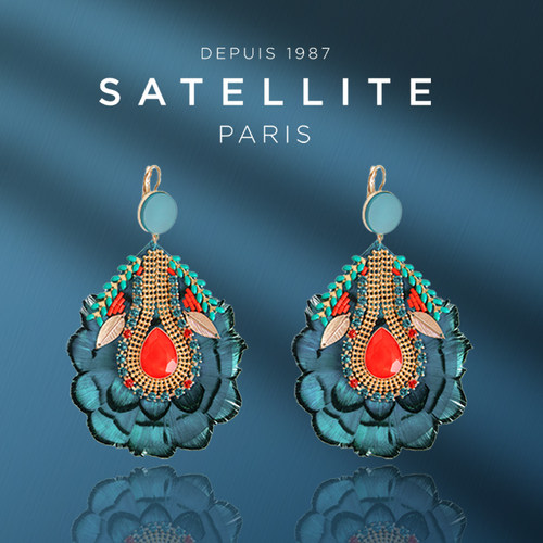 satellite羽毛耳坠法国时尚饰品
