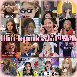 65张blackpink表情包手帐贴纸Jennie智秀Lisa朴彩英粉墨装 饰贴画