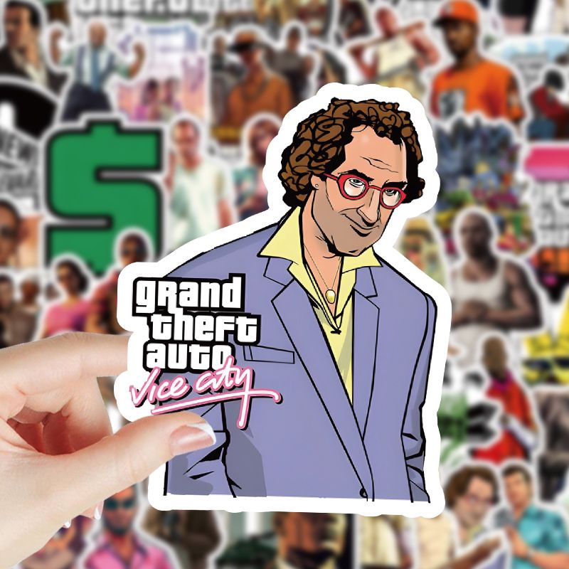 104张GTA5罪恶都市贴纸高颜值R星热门游戏手机壳吉他装饰防水贴画