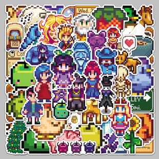 50张星露谷物语贴纸Stardew Valley像素游戏可爱咕卡手账文具贴纸