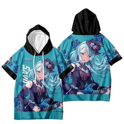 BanG Dream Roselia周边连帽短袖T恤夏季男女动漫二次元cos痛衣服