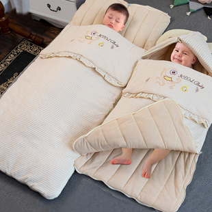 睡袋婴儿春秋款 通用纯棉防踢被 大儿童宝宝空调被子冬天四季 加厚款