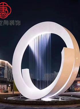 大型户外不锈钢雕塑定制园林广场房地产抽象发光金属建筑景观摆件