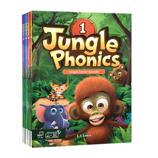 美国Compass自然拼读少儿英语教材 丛林自然拼读 Jungle Phonics 1 2 3 4级 学生教材套装 幼儿启蒙英语26个字母发音教材