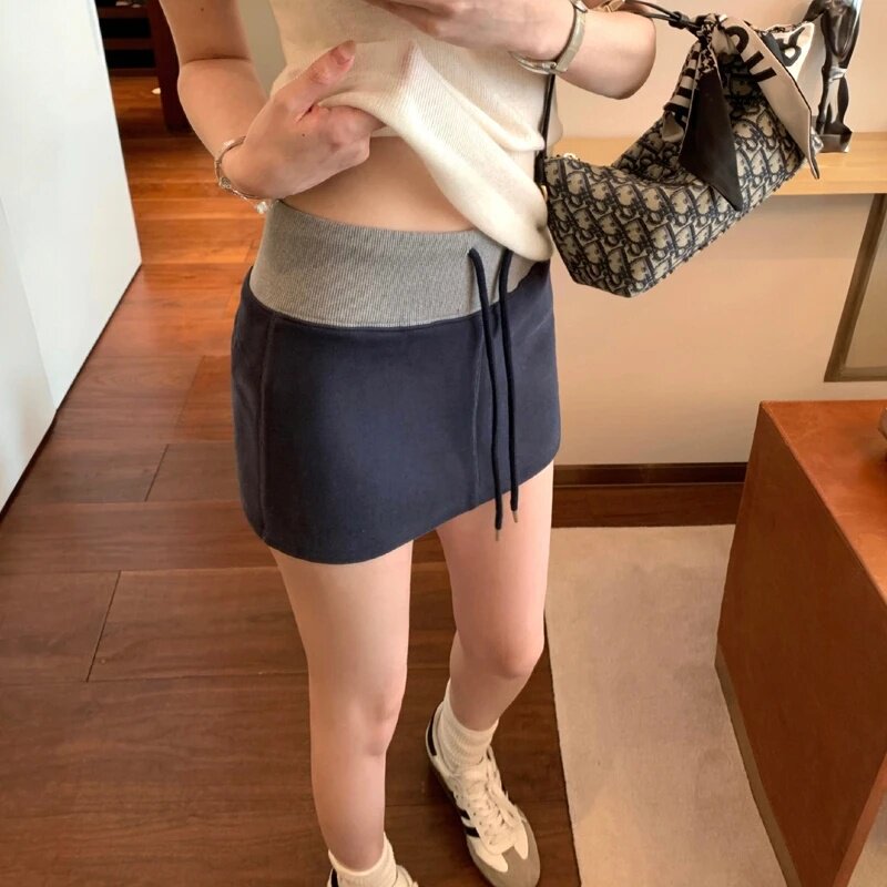 孕妇短裙2026新款夏季薄款撞色阔腿裙裤美式辣妹外穿休闲半身裙子