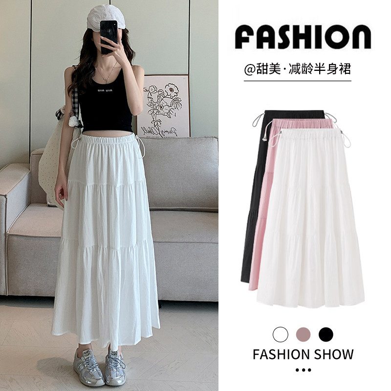 实拍孕妇白色半身裙夏季带内衬小个子大码中长款a字孕妇蛋糕裙子