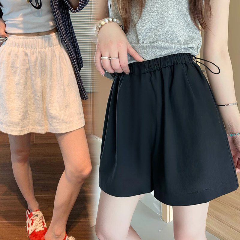 现孕妇白色短裤女夏季新款外穿棉麻百搭五分阔腿休闲薄款亚麻裤子