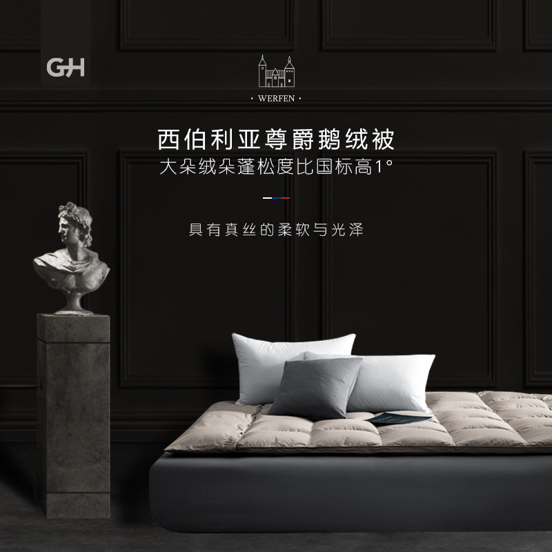 绿庭95白鹅绒冬被加厚被子保暖蓄热抗菌羽绒被芯轻奢被子