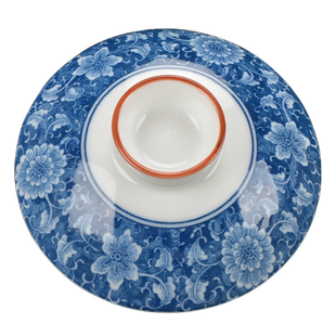 青花盖碗盖子盖碗茶杯单盖子配件白瓷泡三才茶碗透明盖子茶具零配