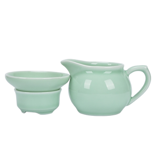 家用青瓷陶瓷茶具公道杯茶漏套装一体分茶器公杯分茶杯公道壶过滤