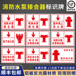 消防水泵接合器标识牌喷淋水泵接合器不锈钢标志牌室外消火栓地下消火栓指示牌消防泵房警示牌标牌提示牌定制
