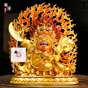 闯隆铜像摆件《二臂玛哈嘎拉》像 家用铜鎏金雕花装饰铜铸摆件