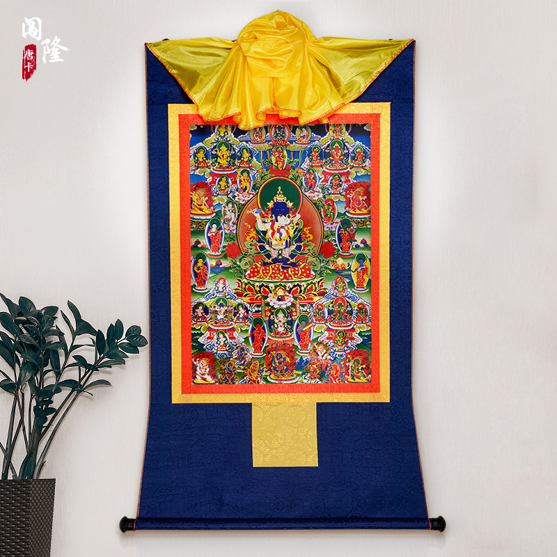 文武百尊唐卡挂画像 西藏镀金烫金文百尊武百尊藏式装饰画2幅/套