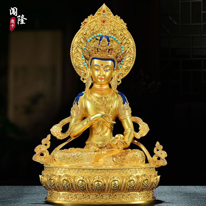 闯隆手工铜鎏金雕花摆件《金刚萨埵》居家铜像装饰品桌面铜铸摆件