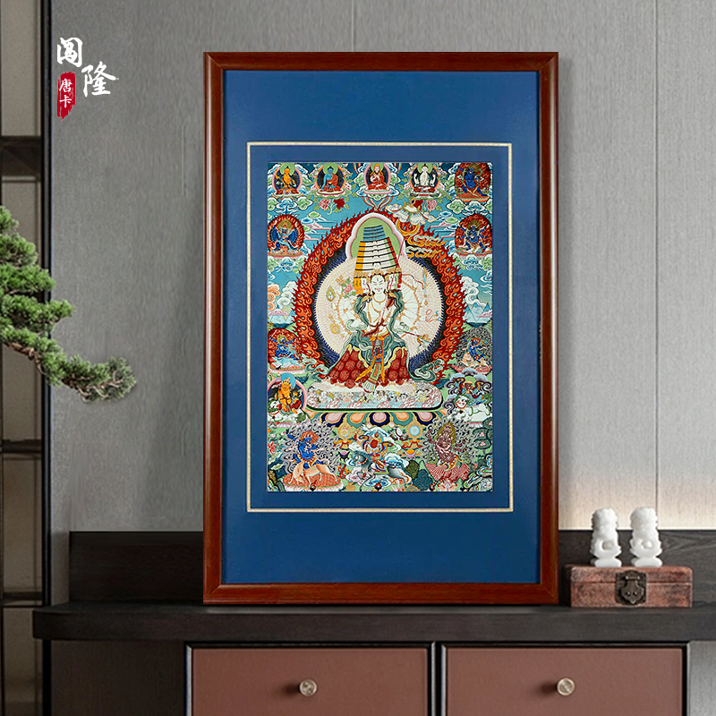 闯隆家用藏式装饰画千手千眼大白伞盖佛母矿物颜料唐卡画心挂画