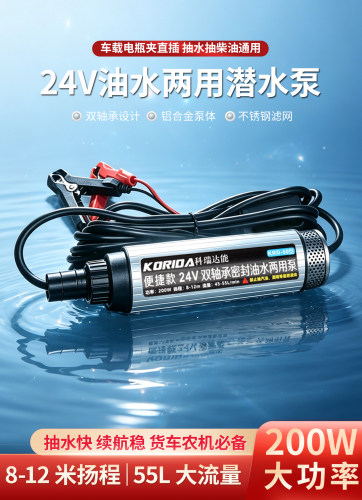 24V双轴承大流量抽水抽油神器小型便捷电动潜水泵
