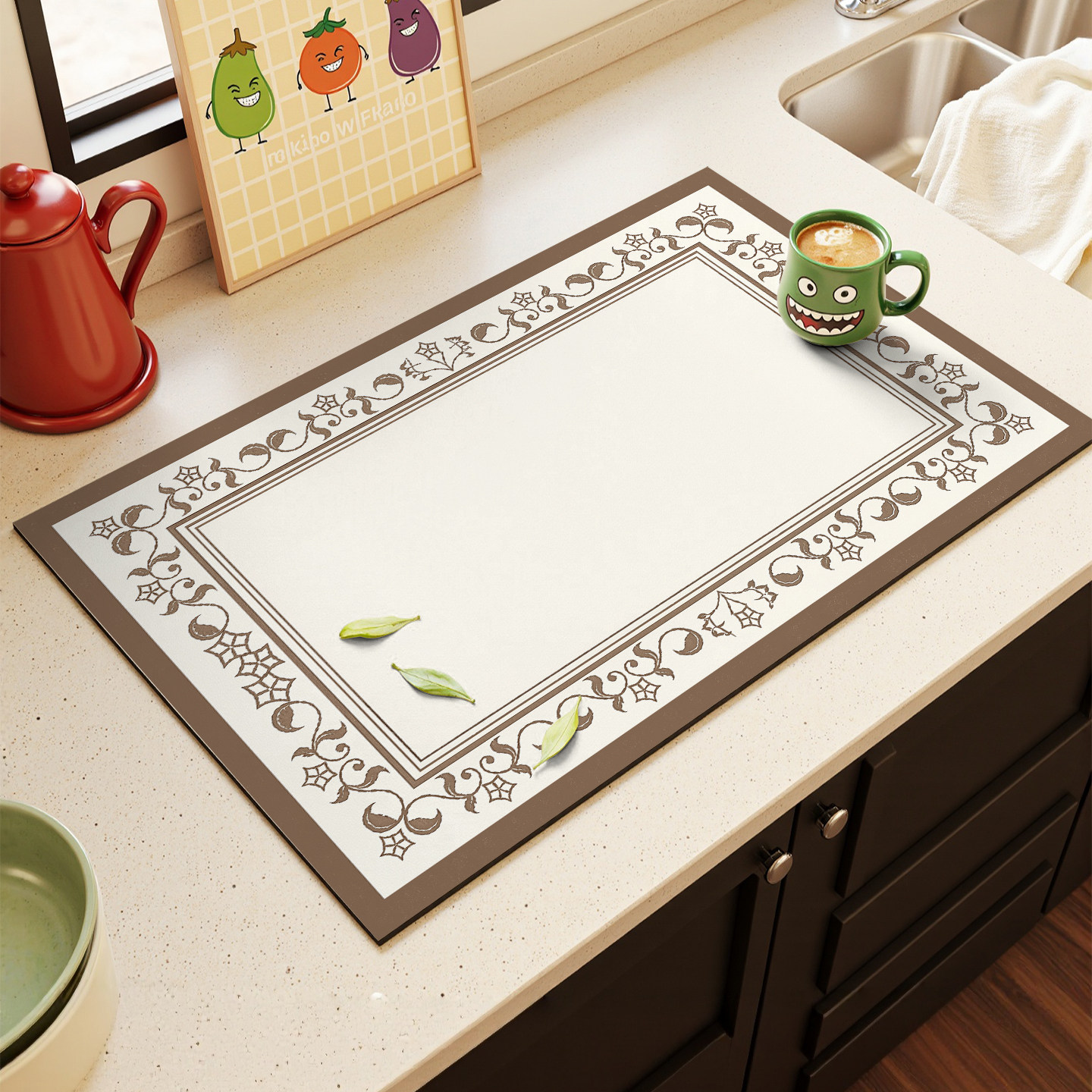 繁花厨房台面硅藻泥防滑隔热垫吸水沥水垫洗手间水槽洗碗池保护垫,居家布艺,厨房地垫,淘宝优惠券,粉丝福利购,淘宝优惠卷