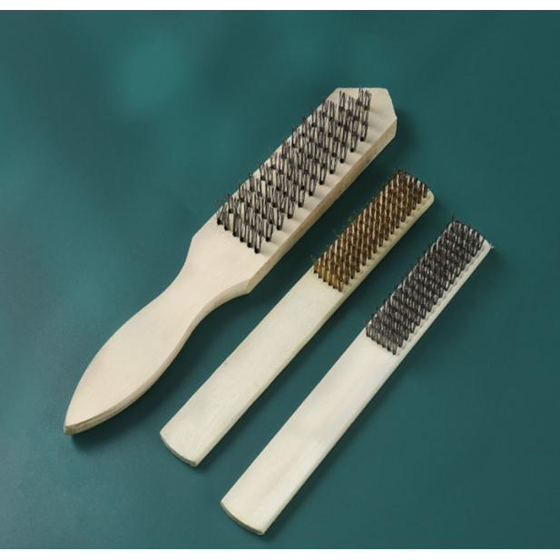 精造钢丝刷带柄木柄铁刷子钢刷子除锈清洁刷铜刷钢刷铁刷长柄烧烤