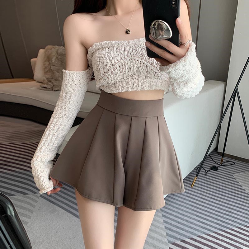 半身裙夏季女裙子高腰显瘦阔腿百褶裙防走光a字短裙裤设计感小众