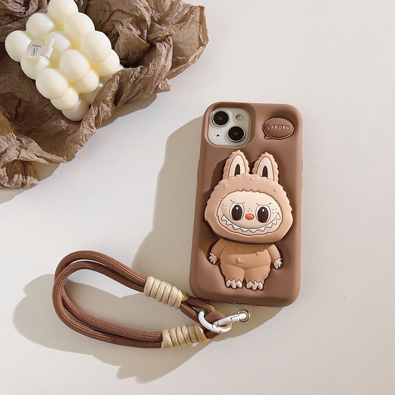 立体拉布布苹果支架手机壳带手链