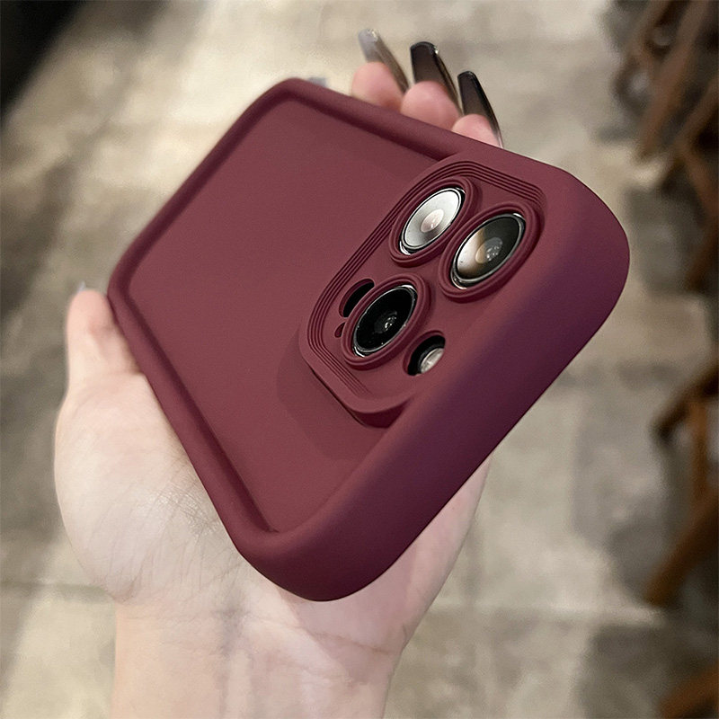 适用苹果17promax手机壳新款酒红色iPhone17镜头全包防摔液态硅胶17pro创意高级感ins简约网红女潮16pro纯色