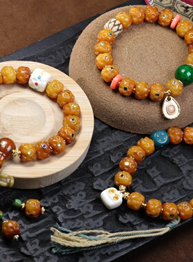 正宗驼骨手串做旧包浆驼骨桶珠男女手链民族风回流骨串直播货源