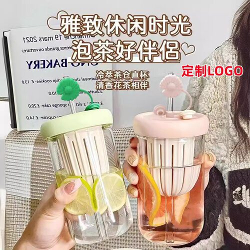 茶水分离冷萃柠檬果茶吸管杯