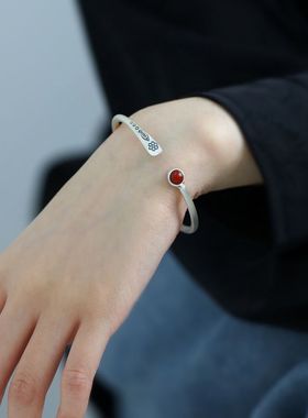 复古民族风手镯女S999足银