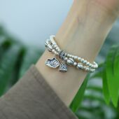 S999足银复古国风古法双圈荷叶莲蓬手串女新中式 民族风小众手链