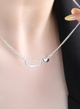 925银不规则项链女休闲风锁骨链女轻奢高级感小众设计链子毛衣链