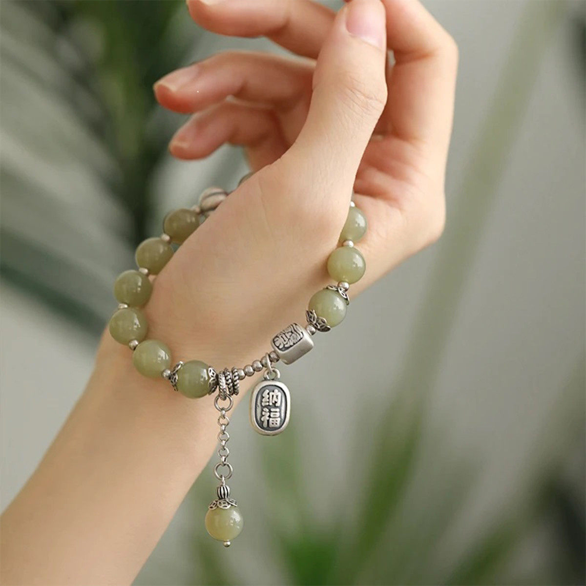 足银999和田玉珠珠扎基手链女饰品女轻奢小众高级感2025时尚百搭