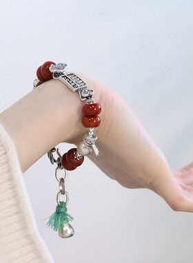 925银玛瑙蝴蝶手链民族风手环新中式高级感2026首饰礼物