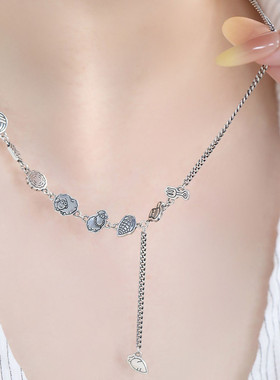 925银羊项链女休闲风锁骨链女轻奢高级感小众设计链子毛衣链