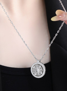 925银罗盘项链女民族风锁骨链女轻奢高级感小众设计链子毛衣链
