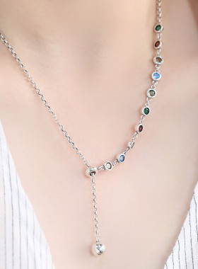 925银泡泡项链女中性风锁骨链女轻奢高级感小众设计链子毛衣链