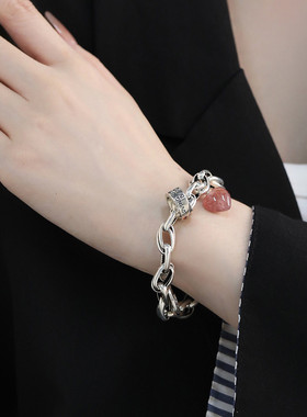 925银爱心心形手链女复古风手环时尚潮流高级感小众设计手环