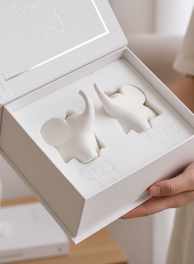 造型陶瓷礼盒装白色可爱小象