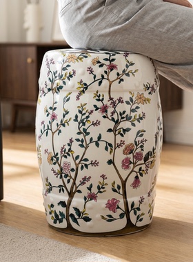 复古田园陶瓷花鸟鼓凳百搭