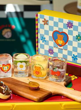 可爱卡通玻璃杯套装礼品盒装