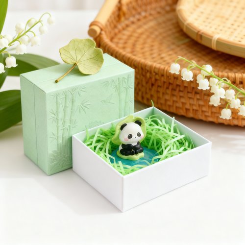 可爱熊猫手工编织钥匙扣桌面摆件