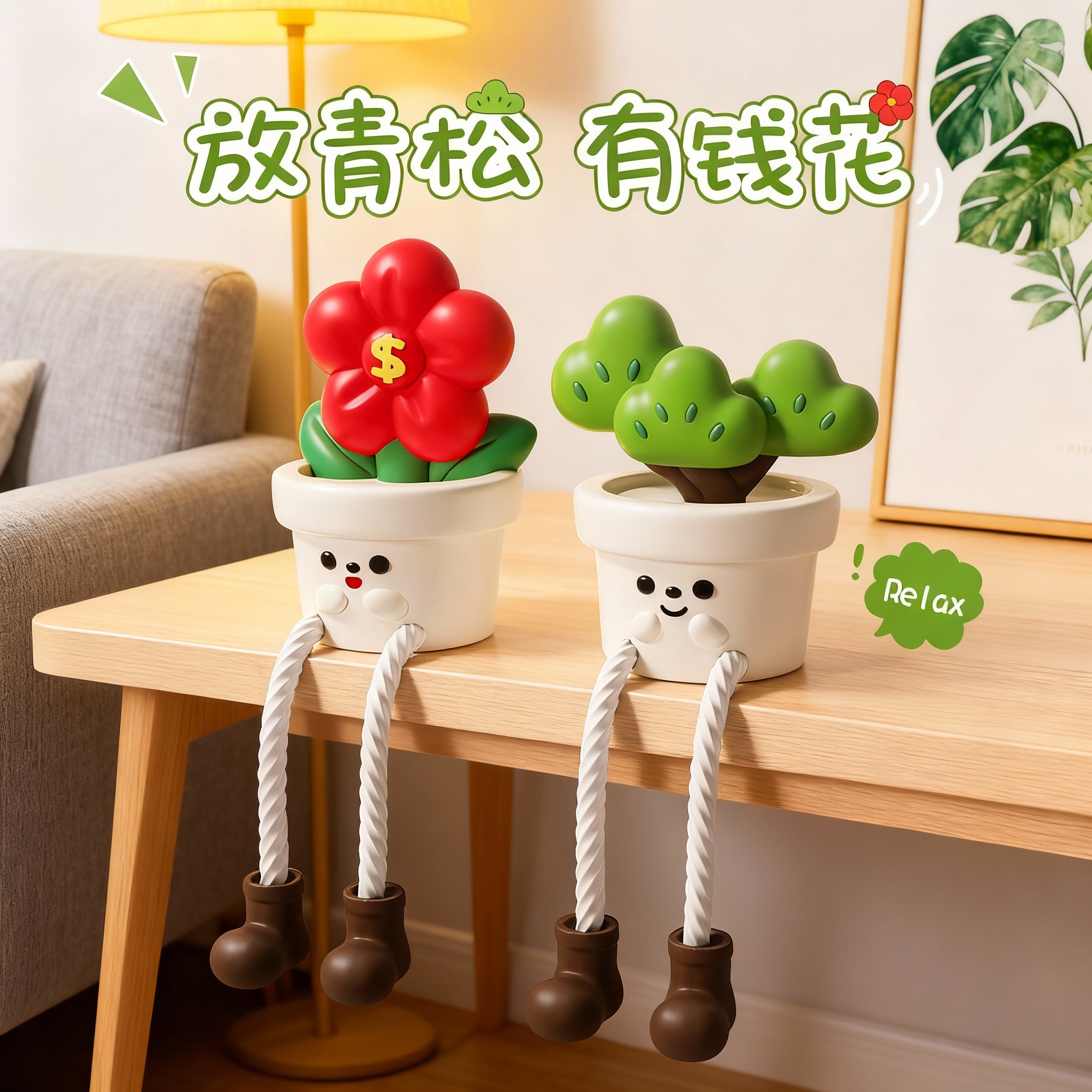 手工DIY钩织花朵盆栽装饰摆件