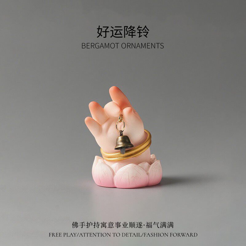 创意佛手护持莲花摆件树脂桌面装饰品招财转运解压摆设
