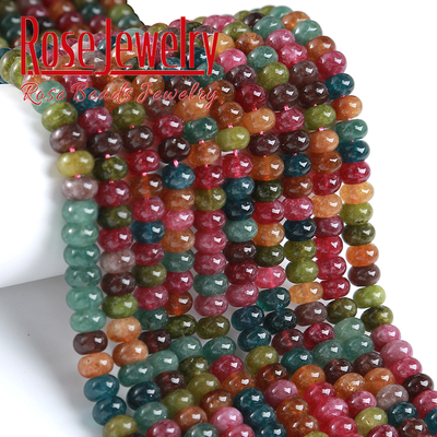 5x8mm彩碧玺玉髓算盘珠散珠隔片车轮珠型扁珠手工串珠DIY手链饰品