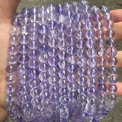 薰衣草紫幽灵爆花水晶玻璃散珠浅紫爆花玻璃圆珠串珠diy项链手链