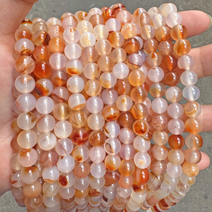 天然红草花玛瑙散珠南红飘花红胶花圆珠手工编织diy项链手链耳饰