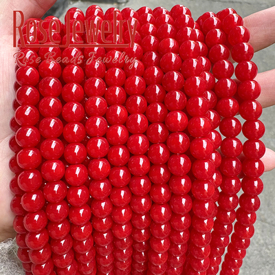 珊瑚红玻璃散珠红色玻璃圆珠 DIY手工编织手链项链饰品配件